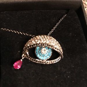Topaz & Garnet Necklace “Evil Eye” Talisman